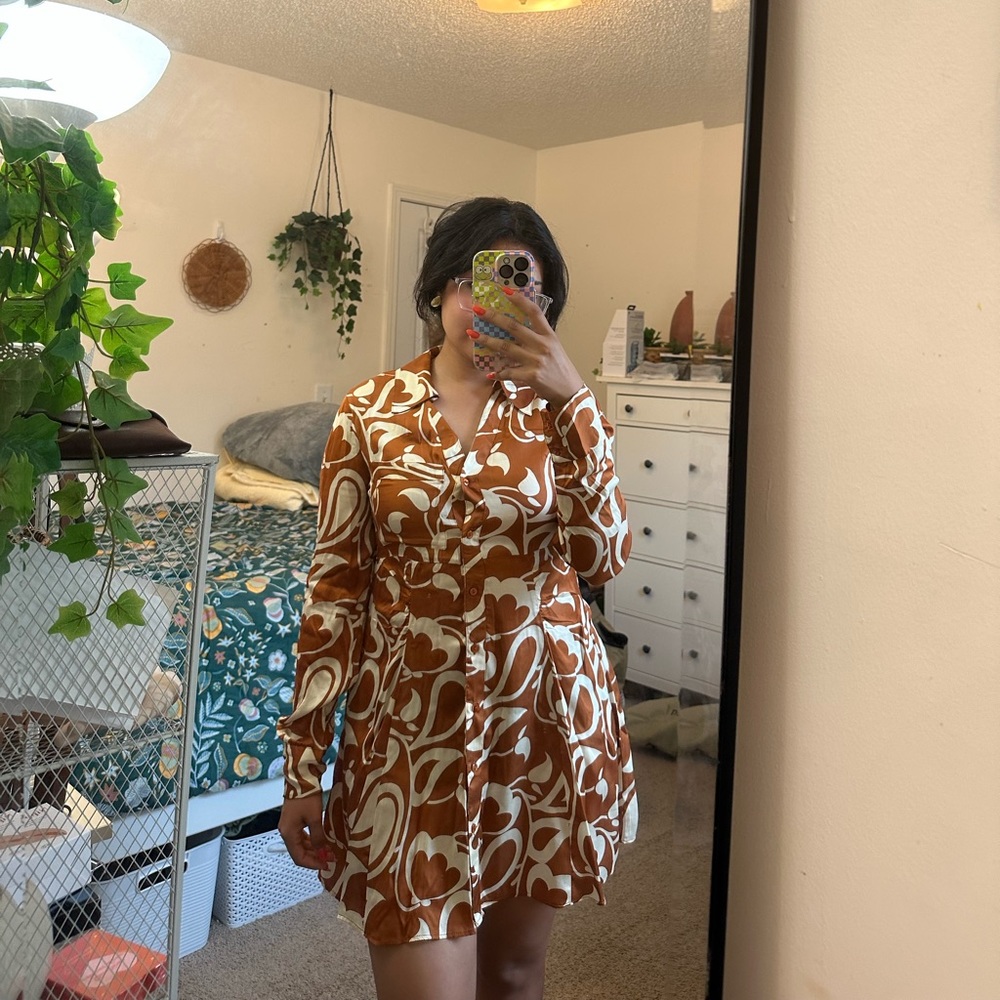 Urban Outfitters Renee printed button down shirt dress